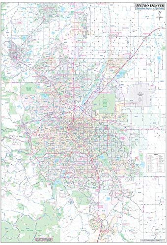 Metro Denver CO Detailed Region Wall Map w/Zip Codes *Laminated* 36"x52" - Wide World Maps & MORE! - Book - Wide World Maps & MORE! - Wide World Maps & MORE!