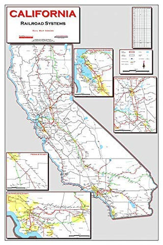 California Railroad Systems Gloss Laminated Wall Map - Wide World Maps & MORE! - Book - Wide World Maps & MORE! - Wide World Maps & MORE!