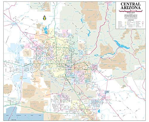 Central Arizona Jumbo Wall Map Dry Erase Ready-to-Hang - Wide World Maps & MORE! - Map - Wide World Maps & MORE! - Wide World Maps & MORE!