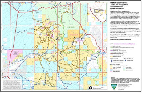 Middle Gila Canyons Area Access and Transportation Visitor Information Gloss Laminated - Wide World Maps & MORE!