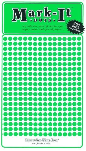 Small 1/8" Removable Mark-It Brand Dots for Maps, Reports, or Projects - Green - Wide World Maps & MORE! - Office Product - Innovative Ideas - Wide World Maps & MORE!