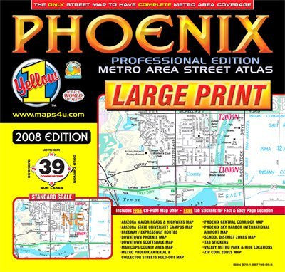 Phoenix Professsional Edition - LARGE PRINT Metro Area Street Atlas (Yellow1 Series of Maps and Atlases) - Wide World Maps & MORE! - Map - Wide World Maps & MORE! - Wide World Maps & MORE!
