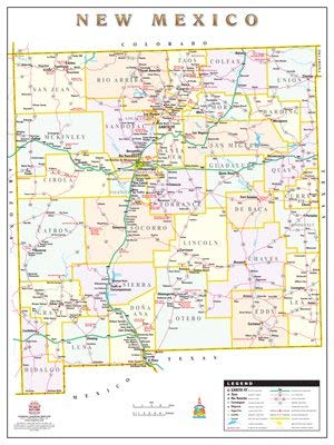 New Mexico Counties and Roads Large Wall Map Dry Erase Laminated - Wide World Maps & MORE! - Map - Wide World Maps & MORE! - Wide World Maps & MORE!