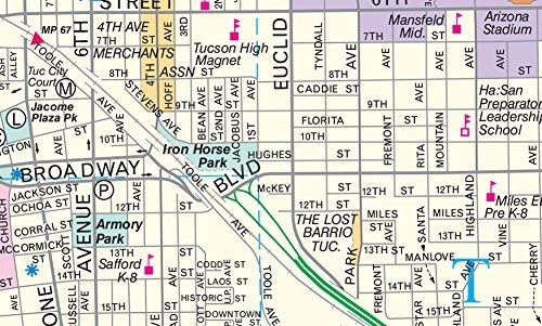 Tucson Central Corridor Jumbo Dry Erase Laminated - Wide World Maps & MORE!