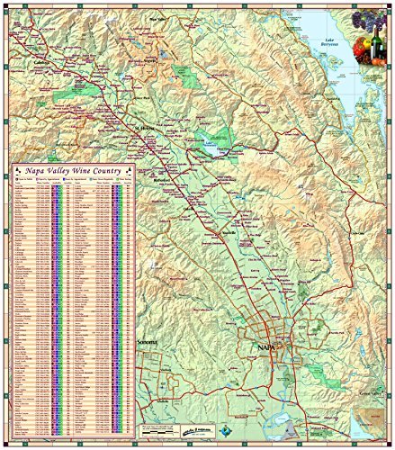 Napa Valley CA Wall Map with Wineries *Laminated* MEDIUM 36"x45" - Wide World Maps & MORE! - Book - Wide World Maps & MORE! - Wide World Maps & MORE!
