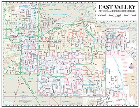 East Valley Arterial & Collector Streets Full-Size Standard Wall Map Dry-Erase Ready-to-Hang - Wide World Maps & MORE! - Map - Wide World Maps & MORE! - Wide World Maps & MORE!