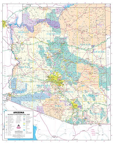 Arizona Highways and Roads Jumbo Wall Map Dry Erase Ready-to-Hang - Wide World Maps & MORE! - Map - Wide World Maps & MORE! - Wide World Maps & MORE!