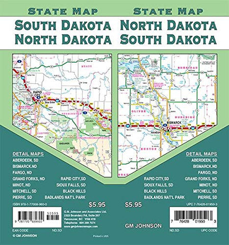 North Dakota / South Dakota State Map - Wide World Maps & MORE! - Map - GM Johnson - Wide World Maps & MORE!