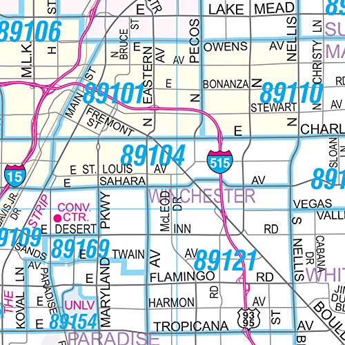 Metropolitan Las Vegas Major Streets and Freeways with ZIP Codes Gloss Laminated - 10 Count - Wide World Maps & MORE! - Map - Wide World Maps & MORE! - Wide World Maps & MORE!