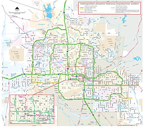 Metropolitan Phoenix Freeway/Expressway System Gloss Laminated - Wide World Maps & MORE! - Map - Wide World Maps & MORE! - Wide World Maps & MORE!
