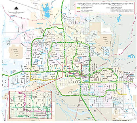 Metropolitan Phoenix Freeway/Expressway System Gloss Laminated - Wide World Maps & MORE! - Map - Wide World Maps & MORE! - Wide World Maps & MORE!