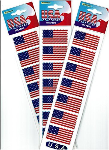 Waterproof USA Flag Stickers (3-Pack) - Wide World Maps & MORE! - Art and Craft Supply - Rubie's - Wide World Maps & MORE!