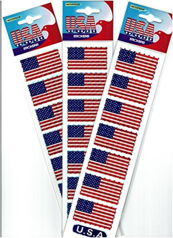 Waterproof USA Flag Stickers (3-Pack) - Wide World Maps & MORE! - Art and Craft Supply - Rubie's - Wide World Maps & MORE!