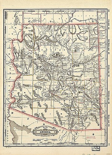 1887 Railroad & County Map of Arizona Full-Size Paper/Non-Laminated - Wide World Maps & MORE! - Map - Wide World Maps & MORE! - Wide World Maps & MORE!