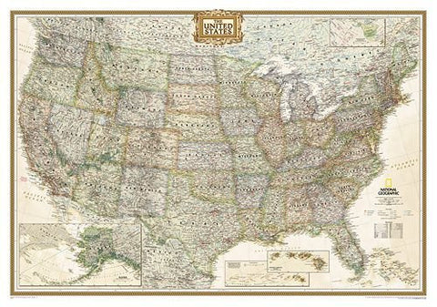United States Executive - Gloss Laminated by National Geographic. Size 43.00 × 30.00 Map Art - Wide World Maps & MORE! - Map - National Geographic Maps - Wide World Maps & MORE!