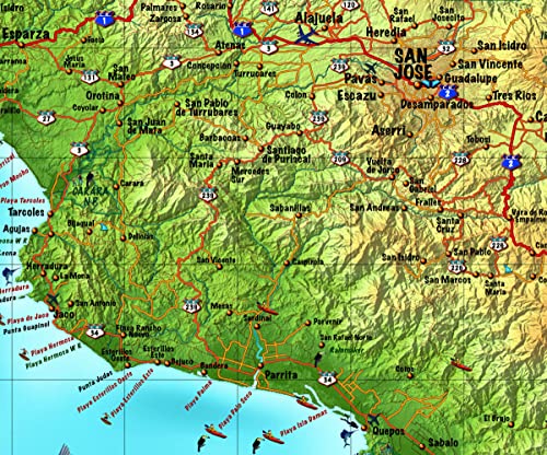 Decorative Costa Rica Wall Map *Laminated* small 22"x27.5" - Wide World Maps & MORE!