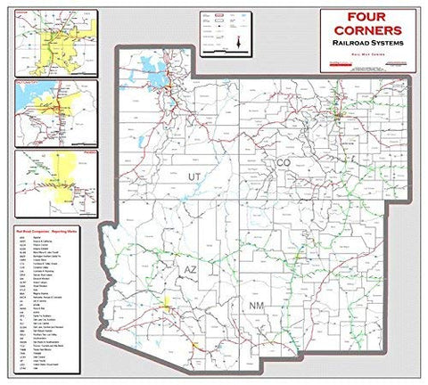 Four Corners Railroad Systems Gloss Laminated Wall Map - Wide World Maps & MORE! - Book - Wide World Maps & MORE! - Wide World Maps & MORE!