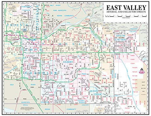 East Valley Arterial & Collector Streets Full-Size Standard Wall Map Dry-Erase Laminated - Wide World Maps & MORE! - Map - Wide World Maps & MORE! - Wide World Maps & MORE!