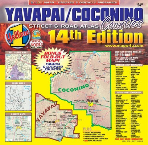 Yavapai & Coconino Counties Standard Edition Street & Road Atlas (Yellow1) - Wide World Maps & MORE! - Book - Wide World Maps & MORE! - Wide World Maps & MORE!