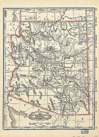 1887 Railroad & County Map of Arizona Jumbo-Size Dry Erase Laminated - Wide World Maps & MORE!