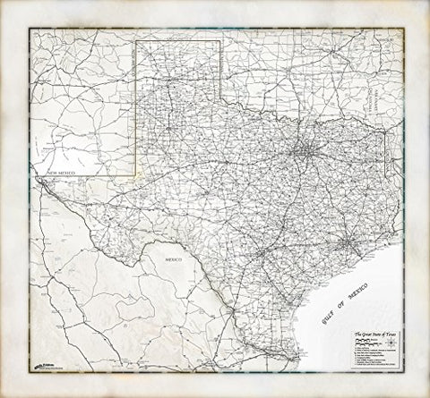 Rustic-Style The Great State of Texas Dry Erase Ready-to-Hang Wall Map - Wide World Maps & MORE!