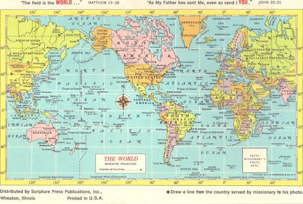 Missionary Prayer World Maps (9 Map Set from the 1960s) - Wide World Maps & MORE! - Map - Scripture Press Publications - Wide World Maps & MORE!
