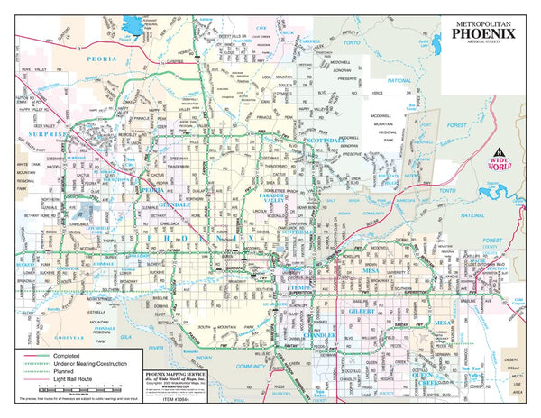 Metropolitan Phoenix Arterial Streets Gloss Laminated Notebook Map - 10 Count - Wide World Maps & MORE!