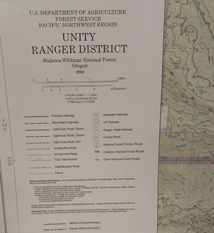 Baker Ranger District Map - Wallowa-Whitman Forest Oregon - Wide World Maps & MORE!