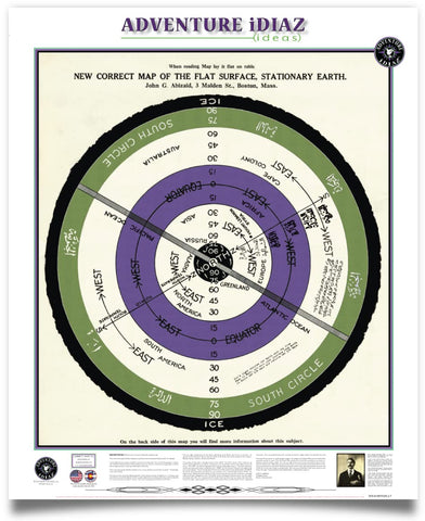 Abizaid's New Correct Map of the Flat Surface Stationary Earth 1920 (Flat Earth Map) - Wide World Maps & MORE!