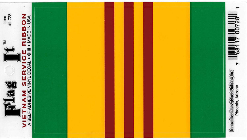 Vietnam War Service Ribbon Car Decal Sticker [5"×3.5" - Green/Yellow/Red] - Wide World Maps & MORE! - Sticker - Flag It - Wide World Maps & MORE!