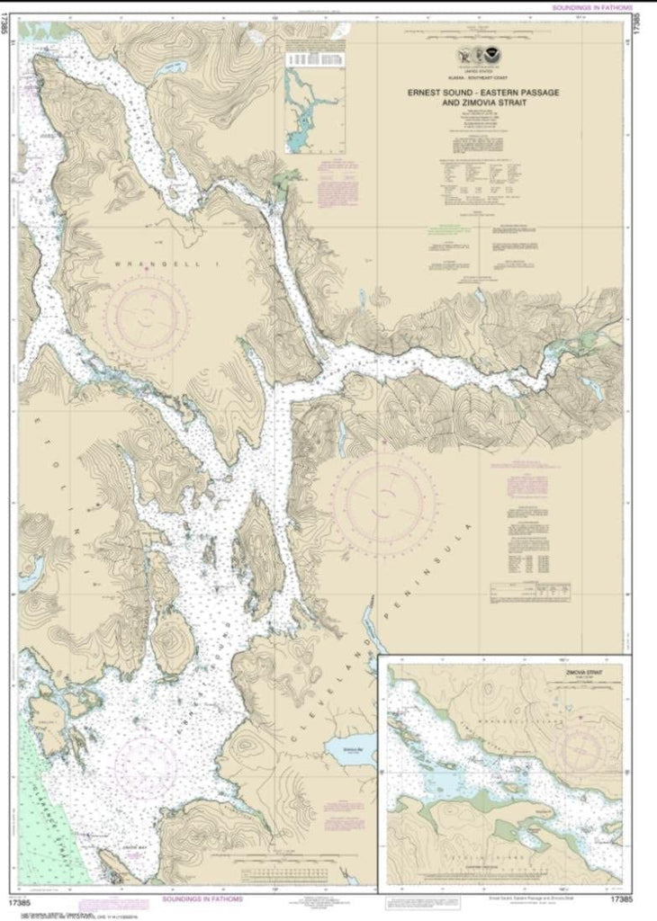 NOAA Chart 17385-Ernest Sound-Eastern Passage and Zimovia Strait; Zimovia Strait - Water-Resistant - by East View Geospatial - Wide World Maps & MORE! - GPS or Navigation System - East View Map Link - Wide World Maps & MORE!