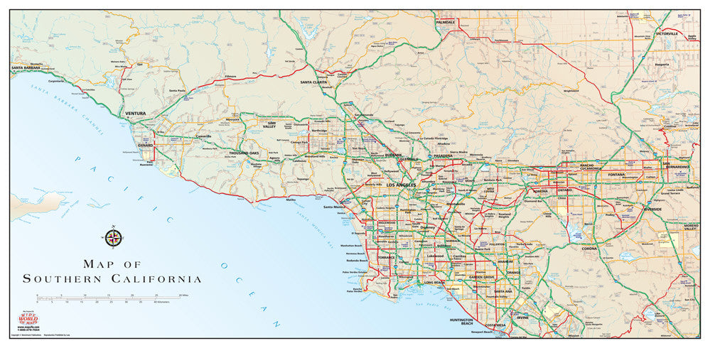 Map of Southern California, Paper/Non-Laminated - Wide World Maps & MORE! - Map - Wide World Maps & MORE! - Wide World Maps & MORE!