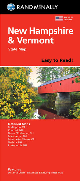Rand McNally Easy To Read Folded Map: New Hampshire, Vermont State Map [Paperback] Rand McNally - Wide World Maps & MORE!