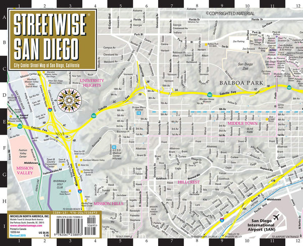 2019 Streetwise San Diego Map: Laminated City Center Map of San Diego, California (Michelin Streetwise Maps) - Wide World Maps & MORE!