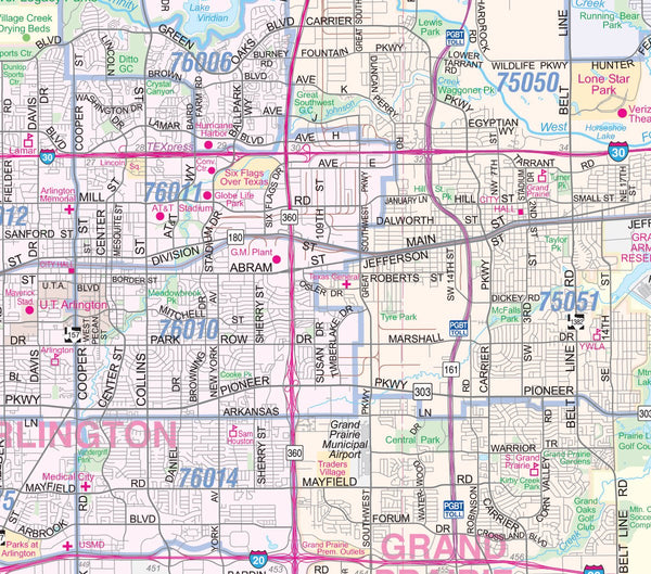 Dallas - Fort Worth Metroplex Detailed Region Wall Map w/Zip Codes *Paper Version* 48"x64" - Wide World Maps & MORE! - Map - Metro Maps - Wide World Maps & MORE!