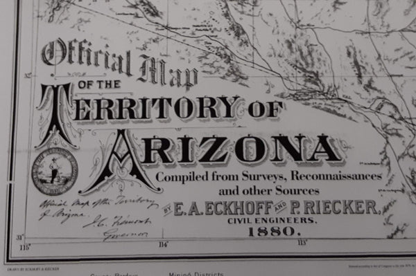 Official Map of the Territory of Arizona 1880 Enlarged Dry Erase Laminated - Wide World Maps & MORE! - Map - Wide World Maps & MORE! - Wide World Maps & MORE!