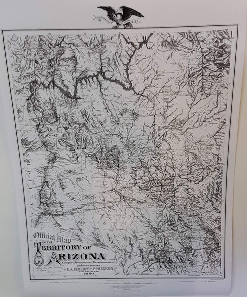 Official Map of the Territory of Arizona 1880 Enlarged Paper/Non-Laminated - Wide World Maps & MORE! - Map - Wide World Maps & MORE! - Wide World Maps & MORE!