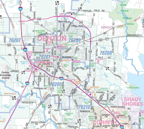 Dallas - Fort Worth Metroplex Detailed Region Wall Map w/Zip Codes *Paper Version* 48"x64" - Wide World Maps & MORE! - Map - Metro Maps - Wide World Maps & MORE!