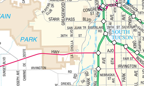 Metropolitan Tucson Arterial and Collector Streets Full-Size Standard Wall Map Dry Erase Laminated - Wide World Maps & MORE! - Map - Wide World Maps & MORE! - Wide World Maps & MORE!