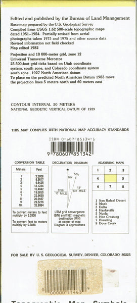 Surface Management 1:100,000-Scale Metric Topographic Map of La Sal, Utah-Colorado - Wide World Maps & MORE!