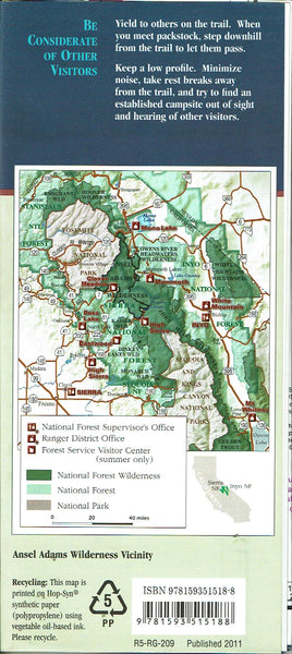 A Guide to the Ansel Adams Wilderness - Wide World Maps & MORE! - Map - United States Department of Agriculture - Wide World Maps & MORE!