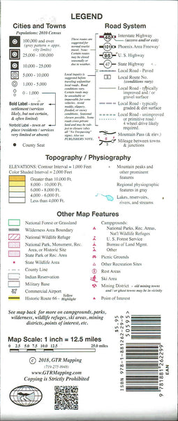 Topographic Recreational Map of Arizona Paper/Non-Laminated - Wide World Maps & MORE! - Map - GTR Mapping - Wide World Maps & MORE!