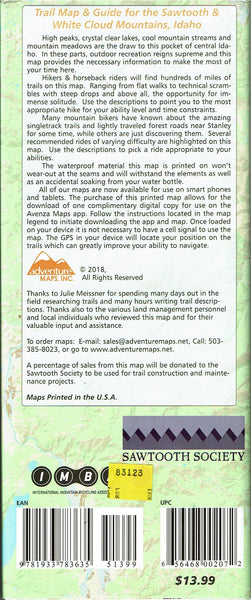 Sawtooth & White Cloud Mountains Trails Map - Wide World Maps & MORE! - Map - Adventure Maps - Wide World Maps & MORE!