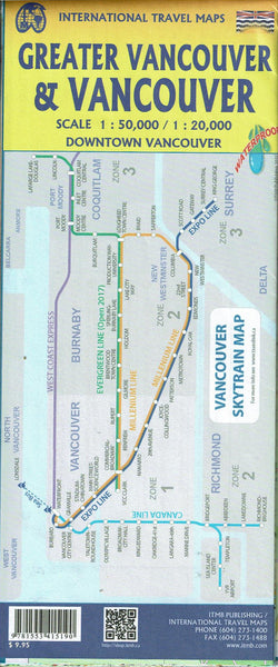 Waterproof Vancouver & Greater Vancouver with Downtown Vancouver - Wide World Maps & MORE! - Map - ITMB Publishing - Wide World Maps & MORE!