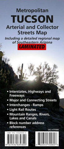 Gloss Laminated Metropolitan Tucson Arterial and Collector Streets Map Including a Detailed Regional Map of Southeastern Arizona - Wide World Maps & MORE! - Map - Wide World Maps & MORE! - Wide World Maps & MORE!
